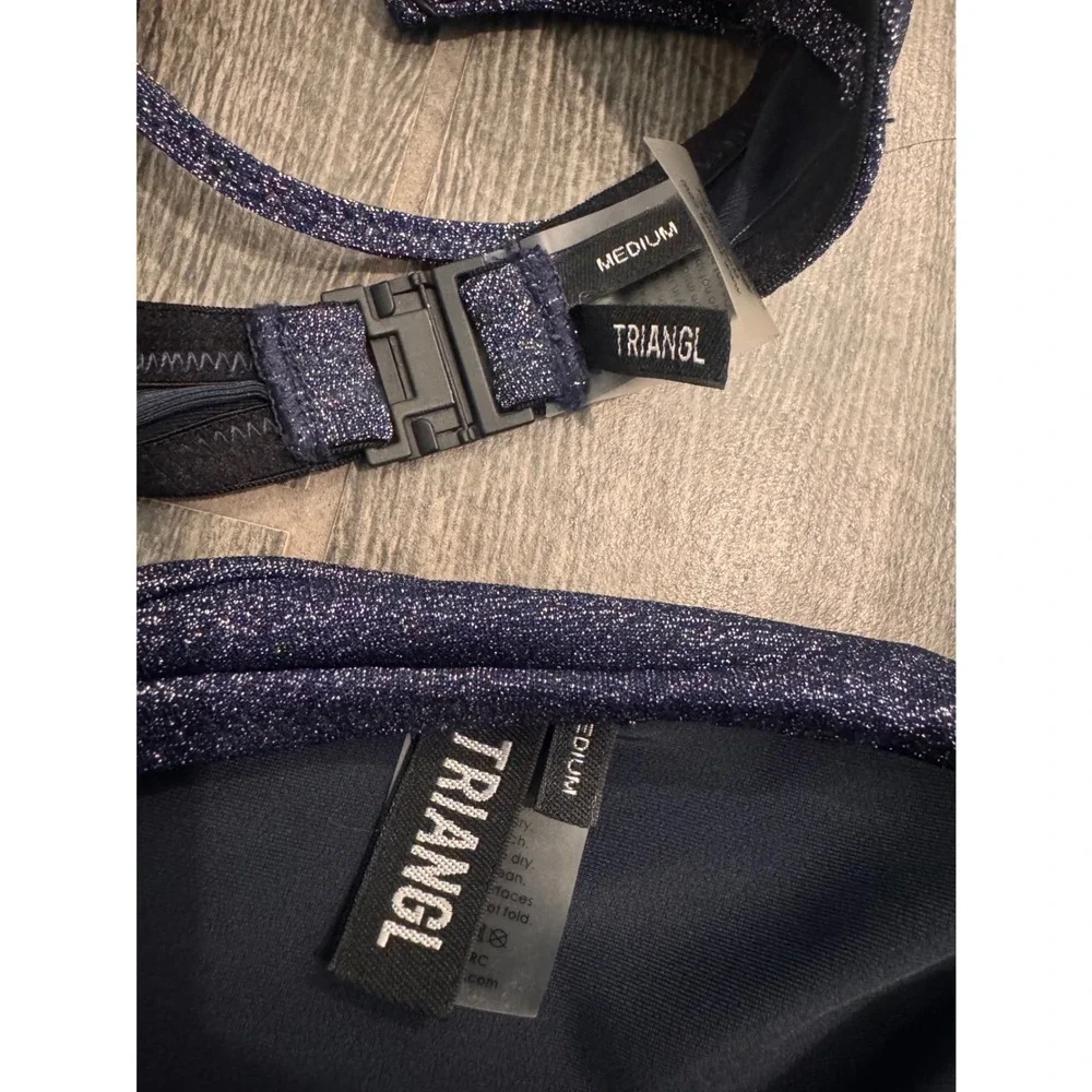 Triangl Mica Riverside Sparkle Bikini Set Navy Blue Metallic Underwire Medium